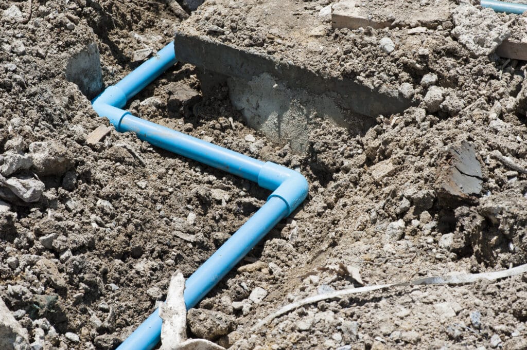 Undeground piping exposed